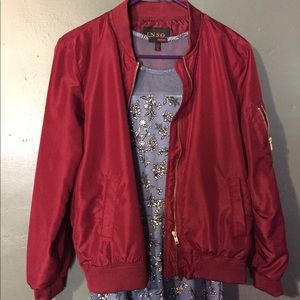 ❤️ wine red satin bomber jacket